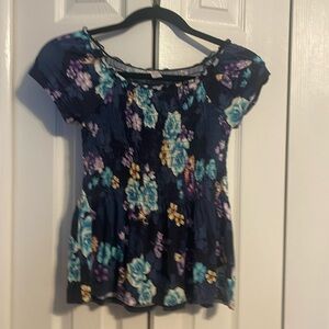 Justice floral cap sleeve shirt kids size 12  NWOT